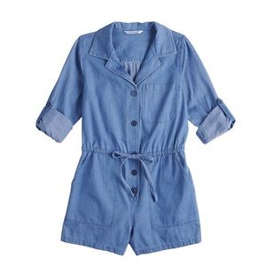 New! POPSUGAR•long sleeve blue chambray romper M